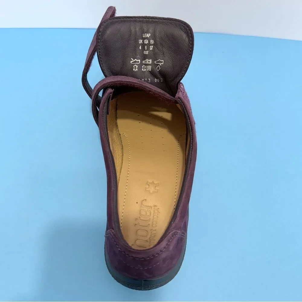 HOTTER Double Adjustable Strap Shoes – Purple & Leather, Size 6